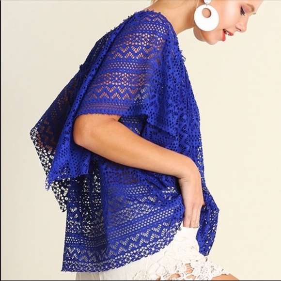 Cobalt Blue Lace Blouse - Picture 5 of 6
